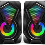 2.0 USB Wired Desktop Speakers with LED Lights