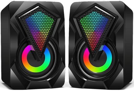 2.0 USB Wired Desktop Speakers with LED Lights