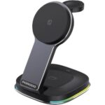 Porodo 15W 3-in-1 MagSafe  Folding Fast Charger with RGB Lights Type-C -  Black