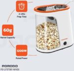 Porodo Lifetsyle 1200W  Detachable Tank Popcorn Maker - White and  Orange - Image 2