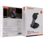 Porodo 15W 3-in-1 MagSafe  Folding Fast Charger with RGB Lights Type-C -  Black - Image 3