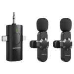 Porodo 3 In 1 Lavalier Microphone - Type-C + Lightening + Aux - Black