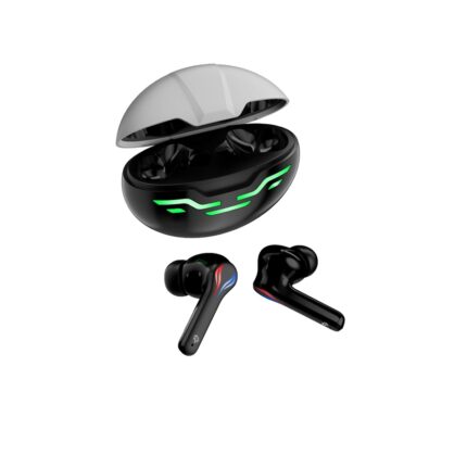 Porodo Gaming V5.3 TWS 30mAh*2  250mAh Dual Mic ENC RGB Lights with Low  Latency Type-C - Black
