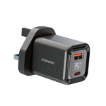 Porodo PD35W GaN Display  Screen USB+C Fast Charger UK Plug - Black - Image 2