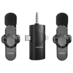 Porodo 3 In 1 Lavalier Microphone - Type-C + Lightening + Aux - Black - Image 3