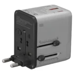 Porodo 20W Universal Travel  Adapter with 2USB-C+1USB-A - Silver + Black - Image 3