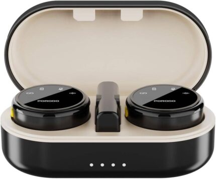 Porodo Wireless Microphone  Dual Mic with Charging Case- Black
