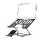 Porodo 2-in-1 Adjustable and  Foldable Laptop with Phone Stand - Silver - Image 2