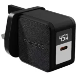Porodo Quantum GaN 45W USB-C Wall Charger with Digital Display - Black - Image 4