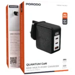 Porodo Quantom GaN 65W Multi-Port Charger with Digital Display - Black - Image 4
