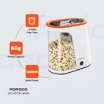 Porodo Lifestyle Air-Popped 1200W Detachable Tank Popcorn Maker (White and Orange) - Image 2