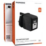 Porodo Quantum GaN 45W USB-C Wall Charger with Digital Display - Black - Image 3