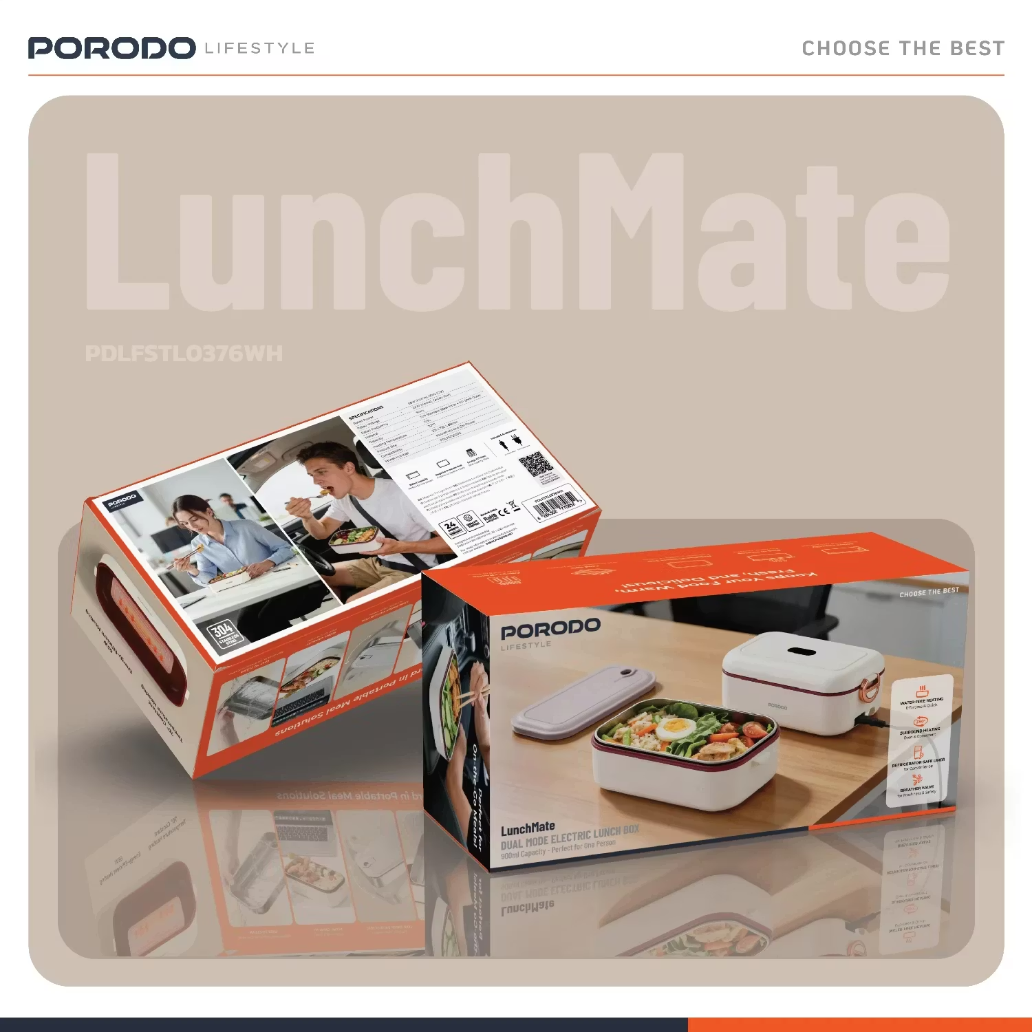product_image-2570850-image_1920 Porodo Lunchmate Dual Mode Electric Lunch Box -White - Image 1